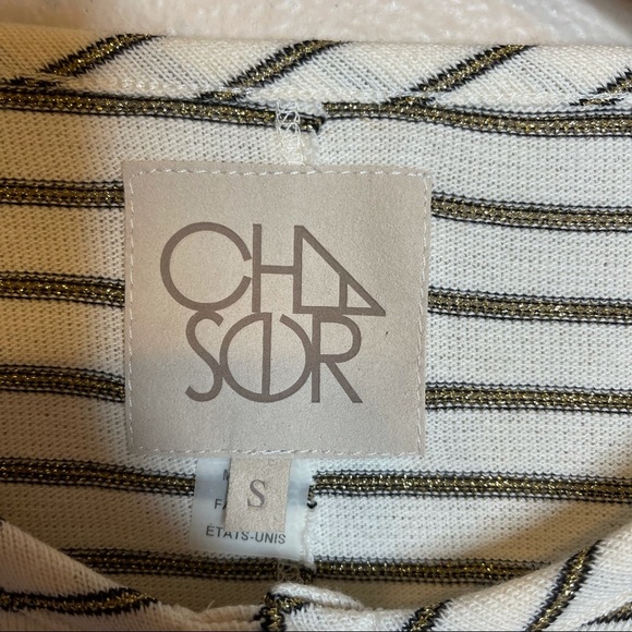 Chaser Metallic Striped Ribbed Long Sleeve Henley Top Size Small - Picture 3 of 5